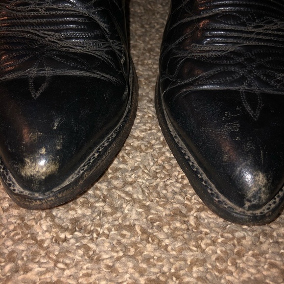 TONY LAMA MENS BLACK EL PASO ROUND TOE BOOTS - Picture 7 of 9